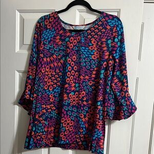 Women’s Escapada Living Colorful Ruffle Sleeve Top Size XL